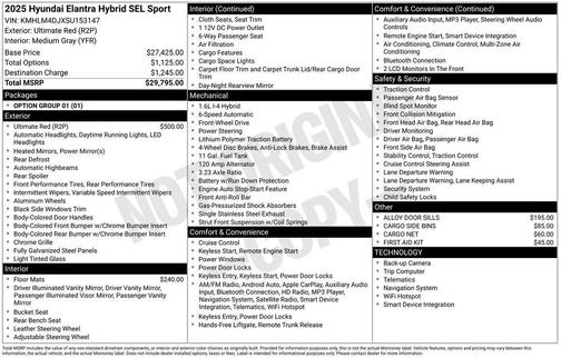 Ultimate Red 2025 Hyundai ELANTRA HEV SEL Sport