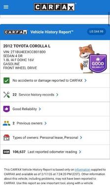 2012 Toyota Corolla LE