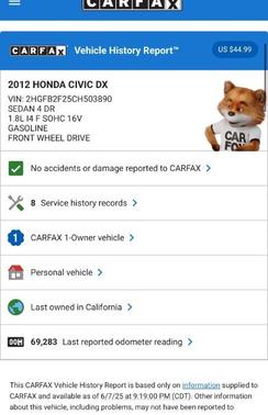 2012 Honda Civic DX