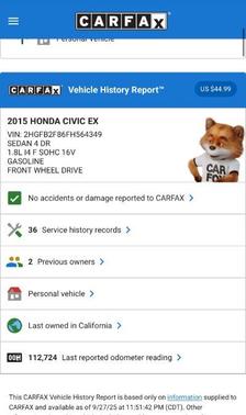 2015 Honda Civic EX