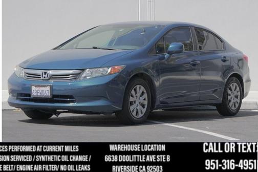 Dyno Blue Pearl 2012 Honda Civic LX