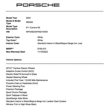 2024 Porsche 911 Carrera 4S