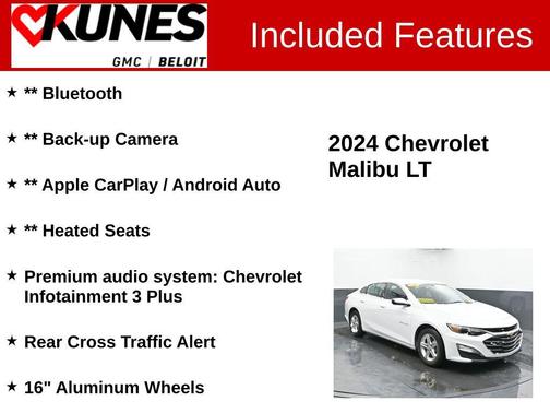 Summit White 2024 Chevrolet Malibu FWD 1LT