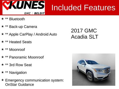 White Frost Tricoat 2017 GMC Acadia SLT-1