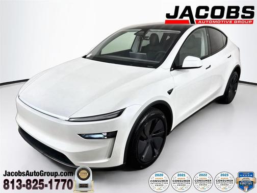 Pearl White Multi-Coat 2026 Tesla Model Y Long Range Launch Series