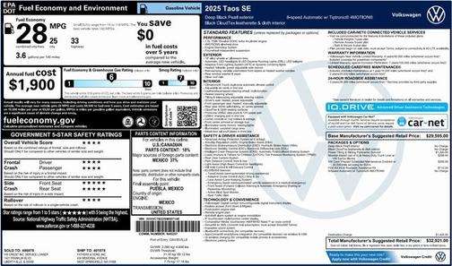2025 Volkswagen Taos 1.5T SE
