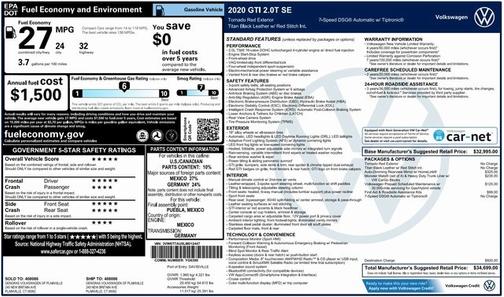 2020 Volkswagen Golf GTI 2.0T SE