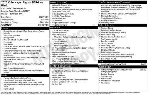 2020 Volkswagen Tiguan 2.0T SE R-Line Black