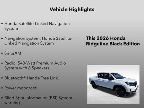 Platinum White Pearl 2026 Honda Ridgeline Black