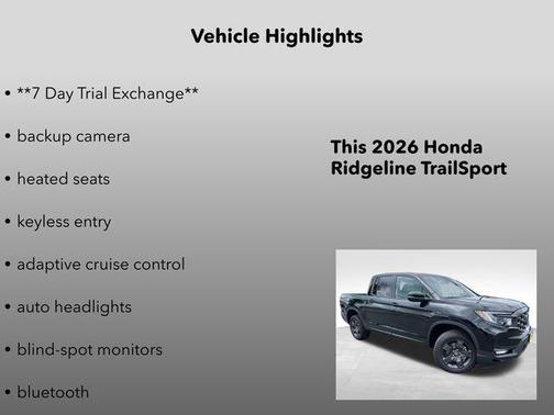 Crystal Black Pearl 2026 Honda Ridgeline TrailSport