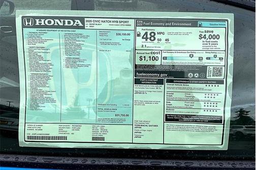 2025 Honda Civic Hybrid Sport