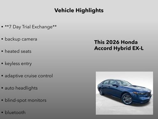 Canyon River Blue Metallic 2026 Honda Accord Hybrid EX-L