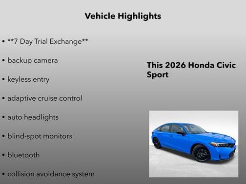 Boost Blue Pearl 2026 Honda Civic Sport