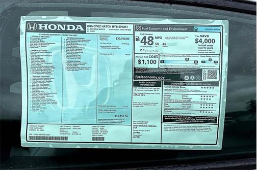 2025 Honda Civic Hybrid Sport