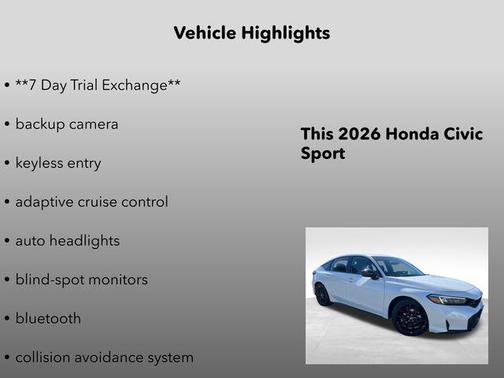 Platinum White Pearl 2026 Honda Civic Sport