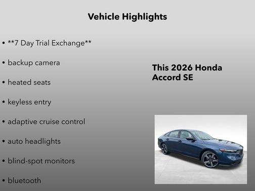 Canyon River Blue Metallic 2026 Honda Accord SE