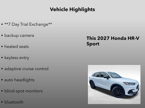 Platinum White Pearl 2027 Honda HR-V Sport