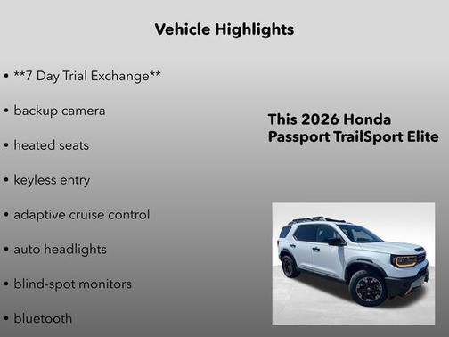 Platinum White Pearl 2026 Honda Passport AWD TrailSport Elite