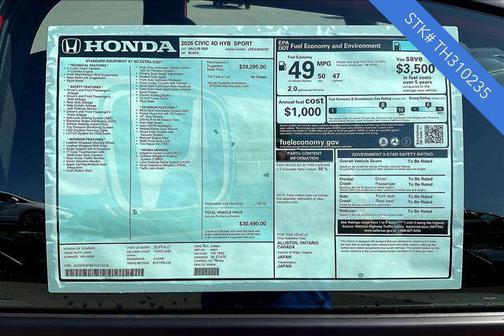 2026 Honda Civic Hybrid Sport