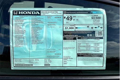 2026 Honda Civic Hybrid Sport Touring