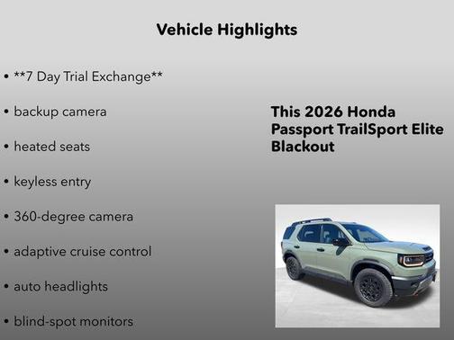 Ash Green Metallic 2026 Honda Passport AWD TrailSport Elite Blackout