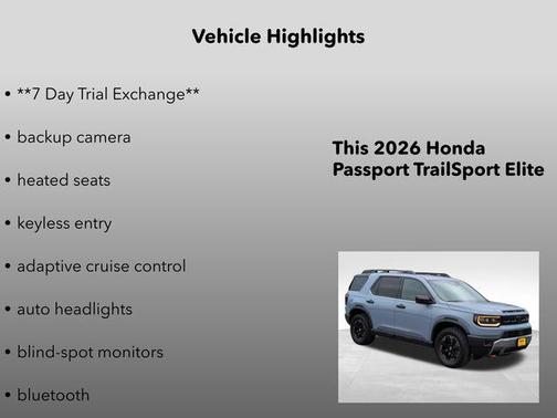 Gray Pearl 2026 Honda Passport AWD TrailSport Elite