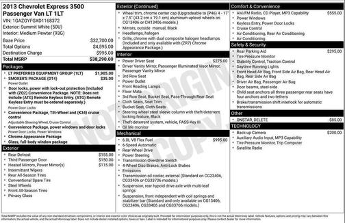 Summit White 2013 Chevrolet Express 3500 LT