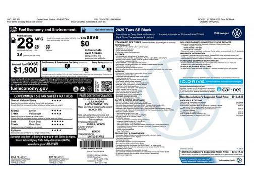 2025 Volkswagen Taos 1.5T SE Black