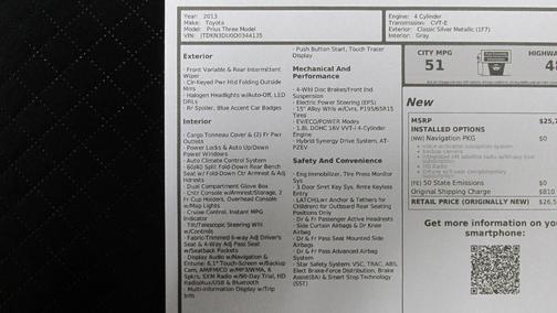 2013 Toyota Prius Three