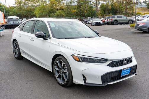 Platinum White Pearl 2026 Honda Civic Hybrid Sport Touring