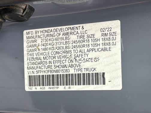 2022 Honda Ridgeline Black Edition