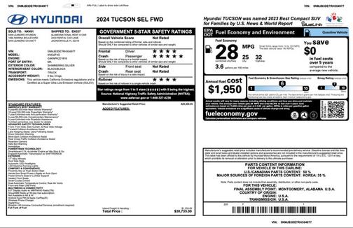 Silver 2024 Hyundai TUCSON SEL