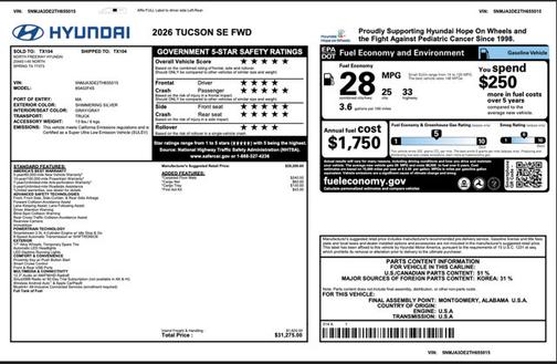 Silver 2026 Hyundai TUCSON SE