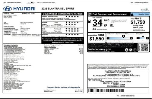 2025 Hyundai ELANTRA SEL Sport