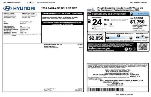 White 2026 Hyundai SANTA FE SEL
