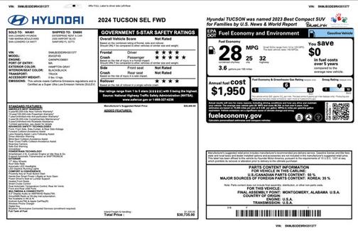 Gray 2024 Hyundai TUCSON SEL