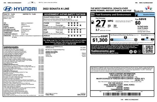 Black 2022 Hyundai SONATA N Line
