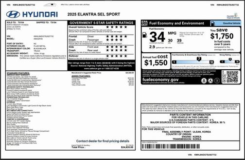 2025 Hyundai ELANTRA SEL Sport