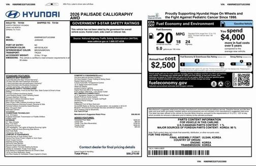 2026 Hyundai PALISADE Calligraphy