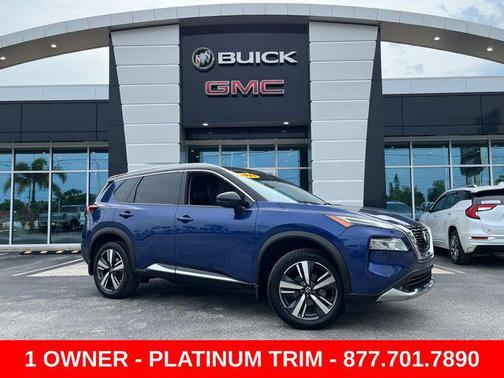 Caspian Blue Metallic/Super Black 2021 Nissan Rogue Platinum