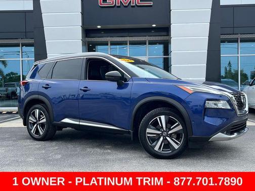 Caspian Blue Metallic/Super Black 2021 Nissan Rogue Platinum
