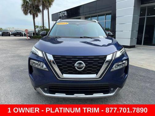 Caspian Blue Metallic/Super Black 2021 Nissan Rogue Platinum