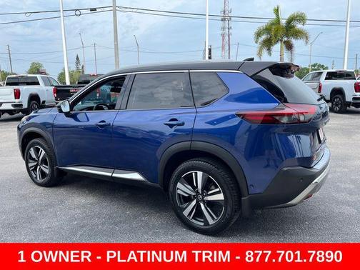 Caspian Blue Metallic/Super Black 2021 Nissan Rogue Platinum