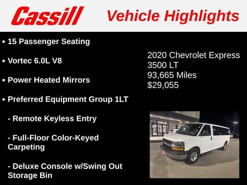 2020 Chevrolet Express 3500 RWD 3500 Extended Wheelbase LT