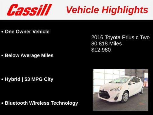 2016 Toyota Prius c Two