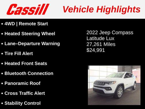 Bright White Clearcoat 2022 Jeep Compass Latitude Lux