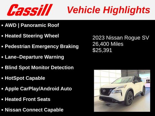 Pearl White Tricoat/Super Black 2023 Nissan Rogue SV