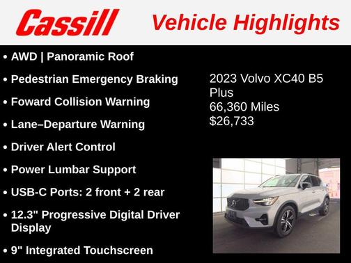 Gray 2023 Volvo XC40 B5 Plus Dark Theme
