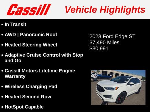 Star White Metallic Tri-Coat 2023 Ford Edge ST