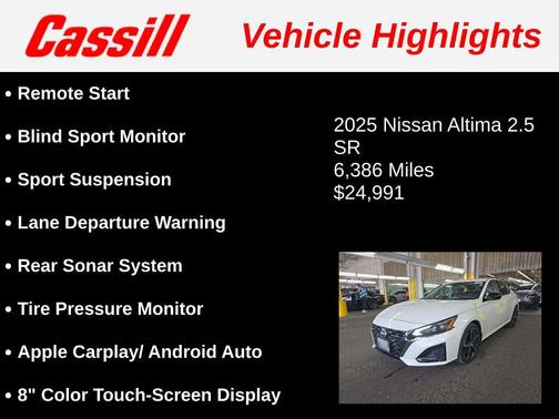 Pearl White Tricoat 2025 Nissan Altima SR FWD